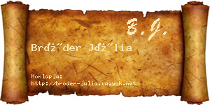 Bröder Júlia névjegykártya